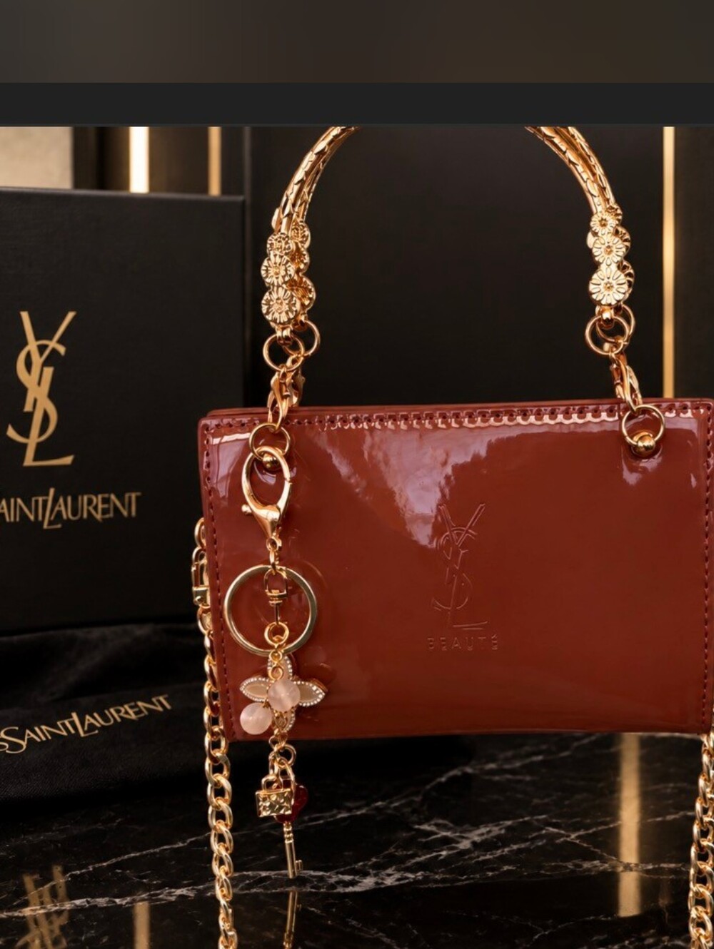 Yves Saint Laurent Mini Handbag with Gold Chain
